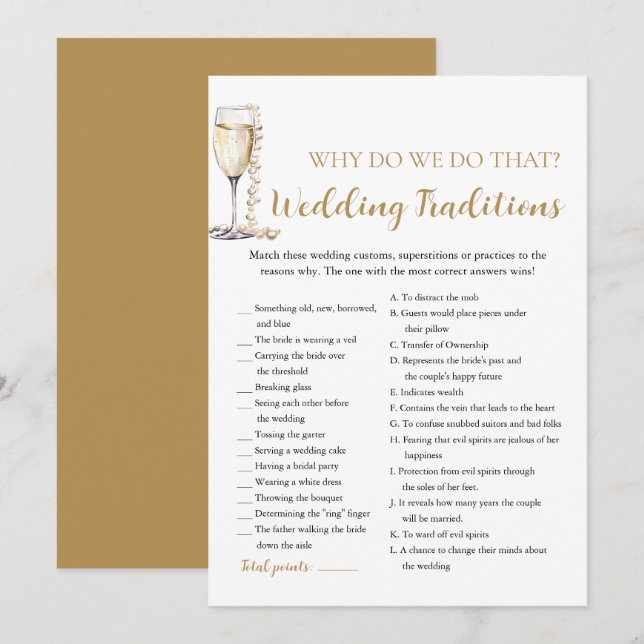 Invitation Pearls & Prosecco Traditions Mariages Jeu de marié (Devant / Derrière)