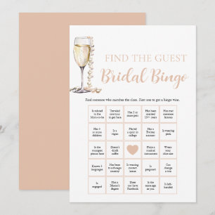 Invitation Pearls & Prosecco Trouvez le jeu de bingo de marié