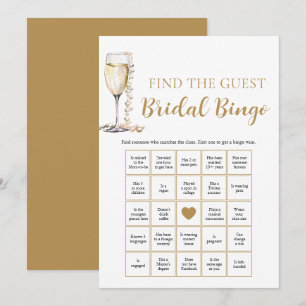 Invitation Pearls & Prosecco Trouvez le jeu de bingo de marié