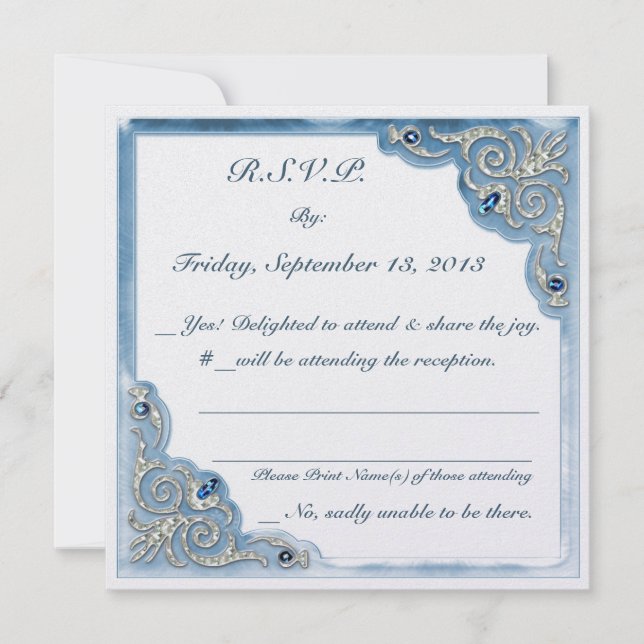 Invitation Pearly Blue (Carton de réponse de mariage) (Devant)