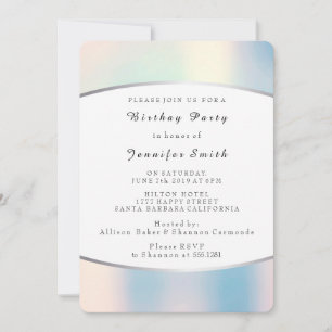 Invitation Pearly Opal Silver Rose délicieuse fête d'annivers