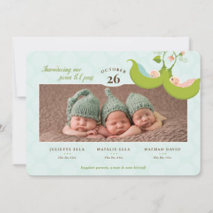 Invitation Peas dans un garçon de pod fille Triplet Faire-par