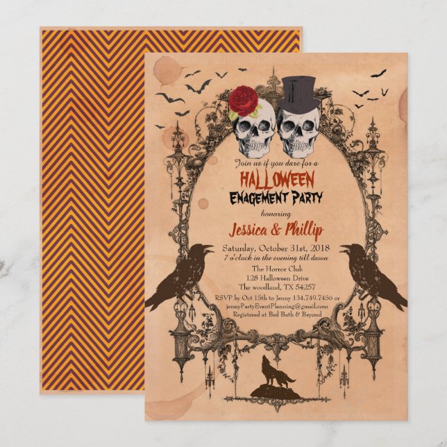 Invitation Peau de sucre de l'invitation de la fête d'Hallowe (Devant / Derrière)