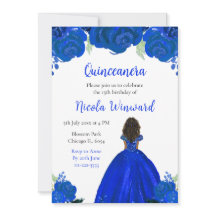 Peau foncée princesse bleu Floral Quinceanera