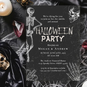 Invitation Peau gothique Vintage de la fête d'Halloween pour