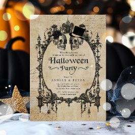 Invitation Peau gothique Vintage de la fête d'Halloween pour