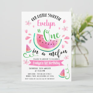 Invitation Peau rose mignonne un dans un melon 1er anniversai