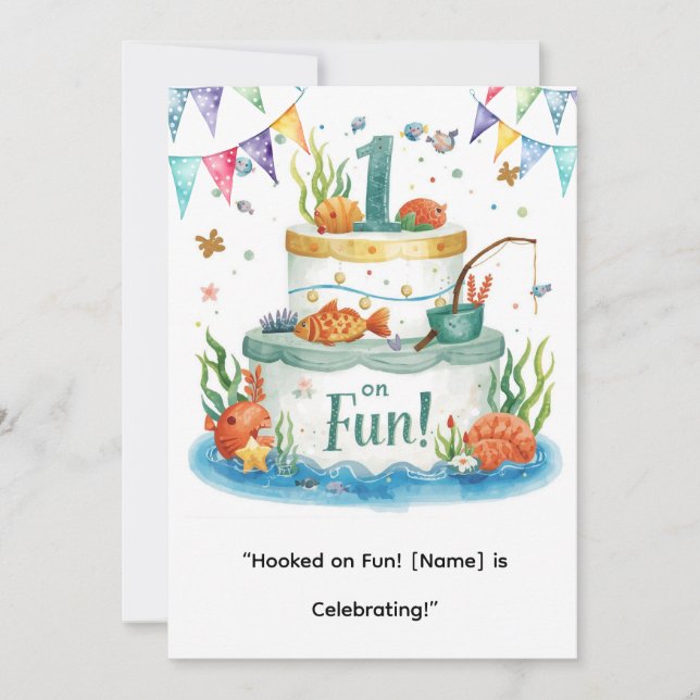 Invitation Pêche 1er anniversaire pour Little Anglers Party (Devant)