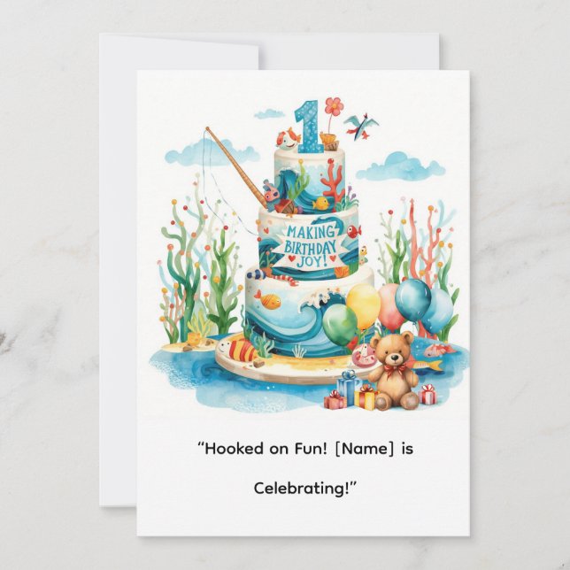 Invitation Pêche 1er anniversaire pour Little Anglers Party (Devant)