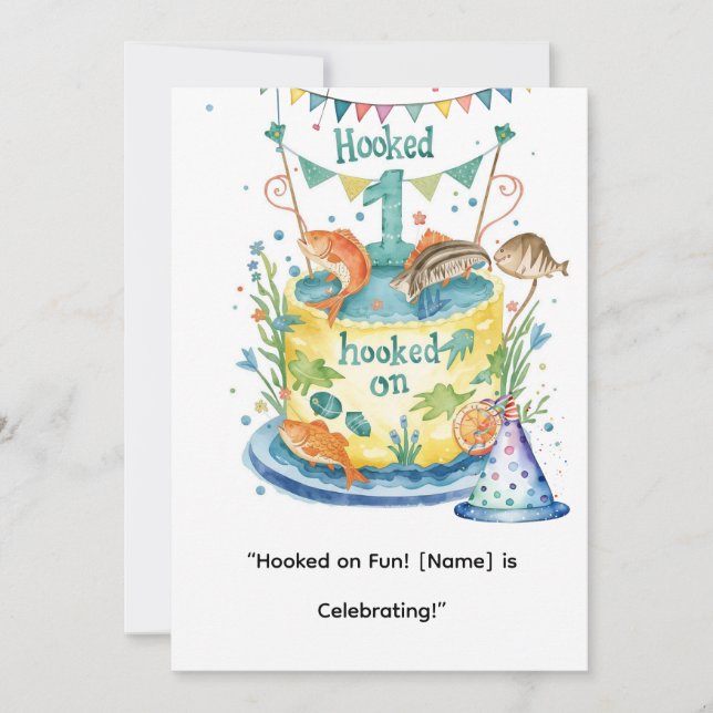 Invitation Pêche 1er anniversaire pour Little Anglers Party (Devant)