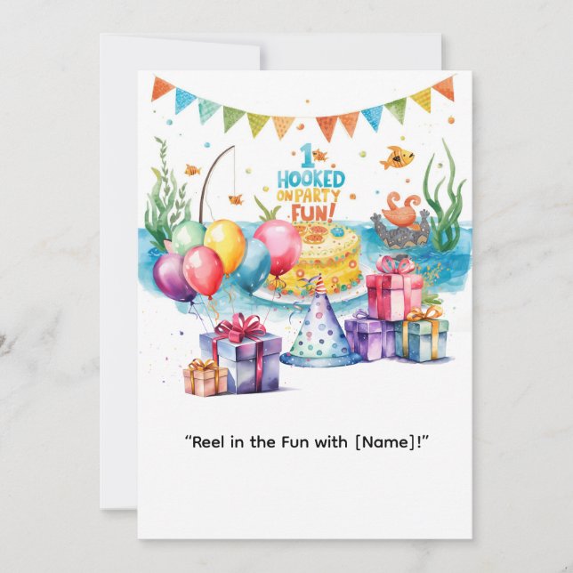 Invitation Pêche 1er anniversaire pour Little Anglers Party (Devant)