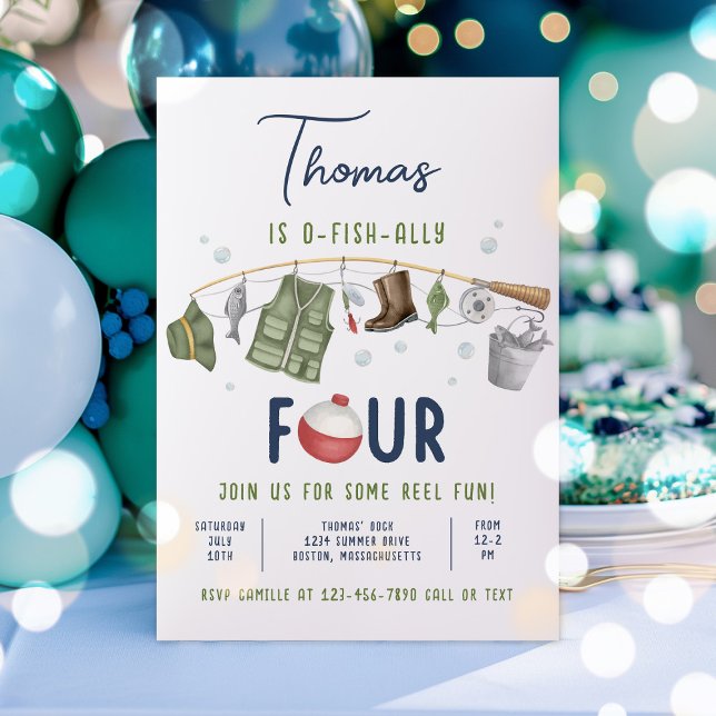 Invitation Pêche 4e anniversaire O-Fish-Ally Quatre anniversa (Créateur téléchargé)