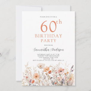 Invitation Pêche 60e anniversaire Floral