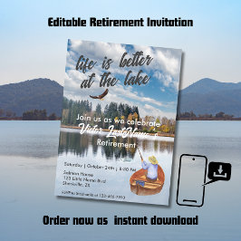Invitation Pêche à la retraite à l'aquarelle du lac