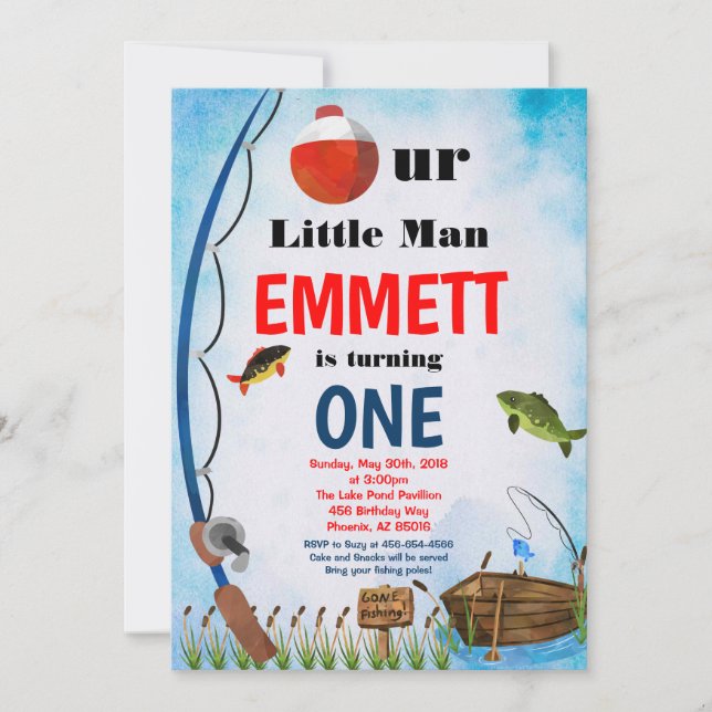 Invitation Pêche à l'extérieur du poisson Été N'importe quel  (Devant)