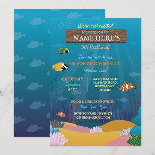 Invitation Pêche Anniversaire Reel Rod Sea Ocean Lake