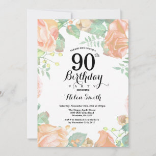 Invitation Pêche botanique Florale 90e anniversaire Invitatio