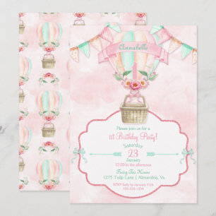 Invitation Pêche chaude de menthe de rose d'anniversaire de