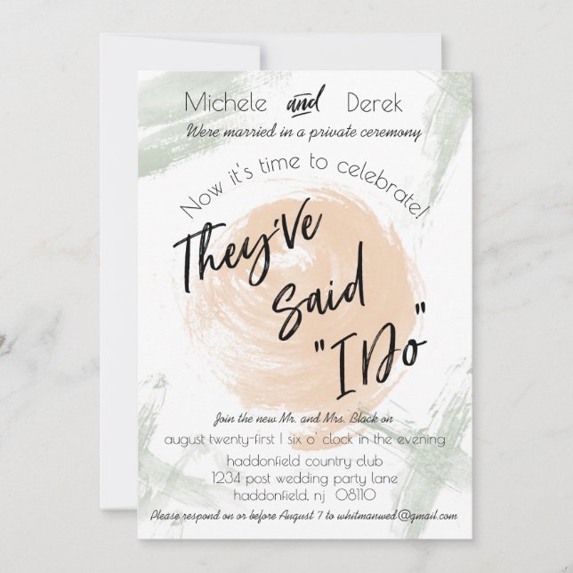 Invitation Pêche et aquarelle verte après la fête de mariage (Devant)