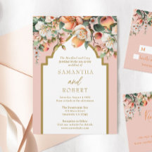 Pêche et or Aquarelle Mariage Floral