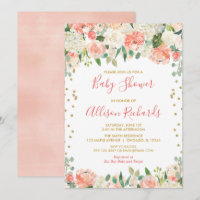 Pêche et or parties scintillant fleurie baby showe