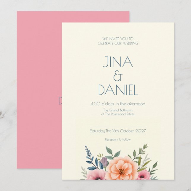 Invitation Pêche et rêve pétale (Devant / Derrière)