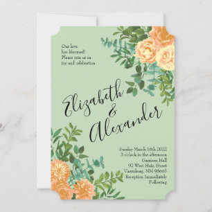 Invitation Pêche et vert clair pivoine et Rose Floral Mariage