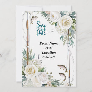 Invitation Pêche Les amoureux thème enregistrer la date