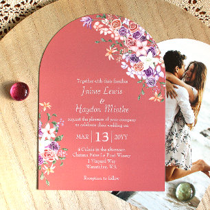 Invitation Pêche, Mauve, Lilac Boho Rose Jardin Mariage