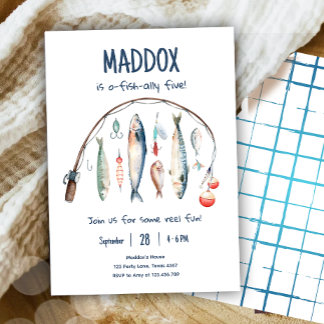 Invitation Pêche O-Pêche-lement Le Gros Bleu Garçon Anniversa