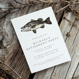 Invitation Pêche Retraite Élégant Rustic Bass Fish Party