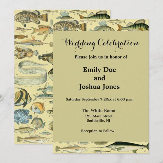 Invitation Pêche scientifique vintage (Devant / Derrière)