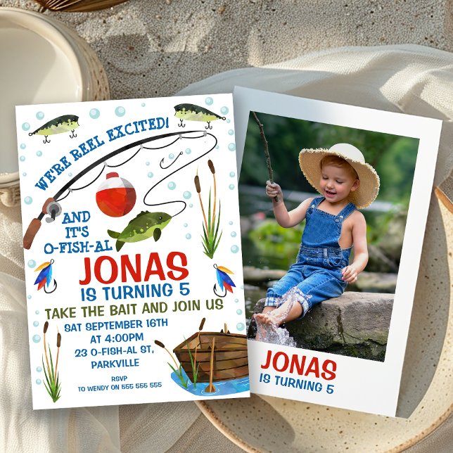 Invitation Pêche terminée Photo Ofish Fishing Anniversaire (Reel Excited It's Ofishal Fishing Themed Birthday Invitation Boy,
O-fish-al Birthday Party Invite)