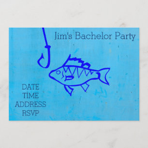 Invitation Pêche thème bleu Bachelor Party