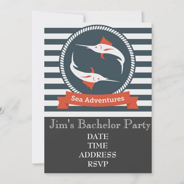 Invitation Pêche thème nautique Bachelor Party (Devant)