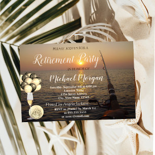 Invitation Pêche,Verre à vin du coucher de soleil,Fête de ret