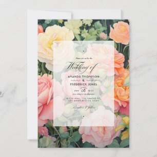 Invitation Pêche, vert et pastel rose Mariage d'été