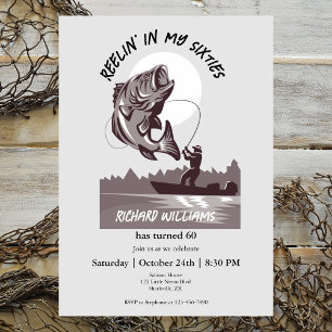 Invitation Pêche vintage Lac Fisherman 60e anniversaire