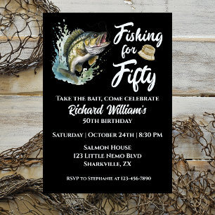 Invitation Pêche vintage Thème 50ème anniversaire