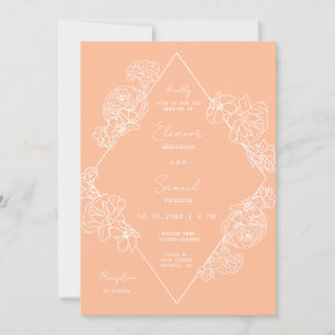 Invitation Pêcher ligne Botanique Art Boho QR Code Photo
