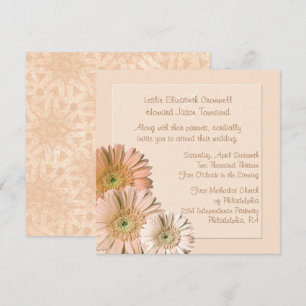 Invitation Pêcher Linen Gerber Daisy Personnalisé Mariage Inv