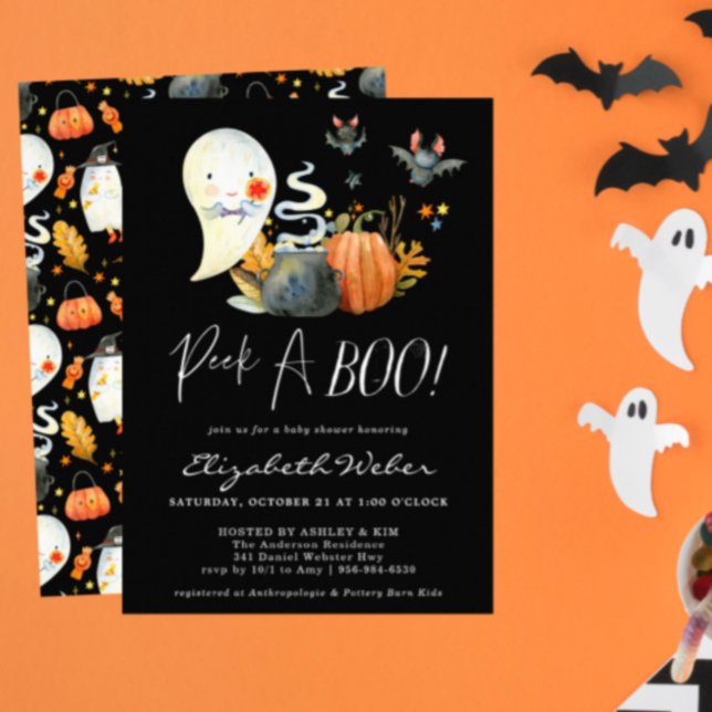 Invitation Peek-A | Little Ghost Halloween Baby Shower (Créateur téléchargé)