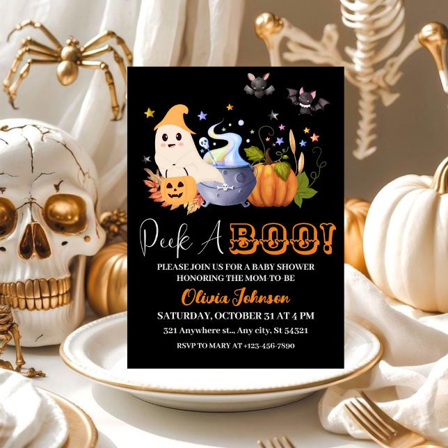 Invitation Peek-A | Little Ghost Halloween Baby Shower (Créateur téléchargé)
