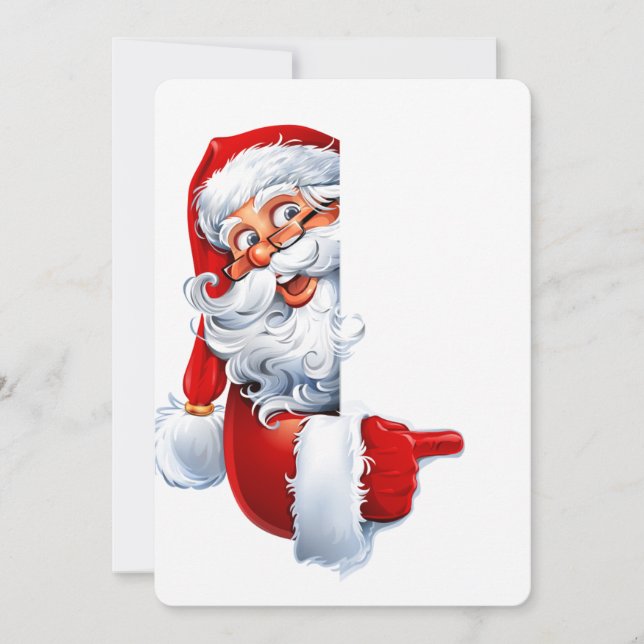 Invitation Peeking Santa – Festive Christmas Clipart for Card (Devant)