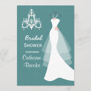Invitation Peignoir Mariage, lustre sur douche turquoise nupt