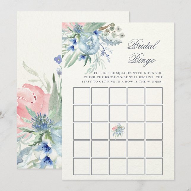 Invitation Peine bleue et rose | Fête des mariées Jeu de Bing (Devant / Derrière)