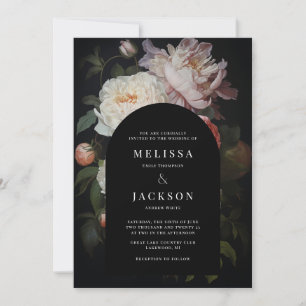 Invitation Peine rose blanche et arche Mariage Rose