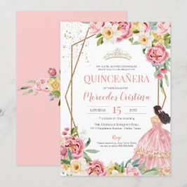 Invitation Peine rose pâle et Lily Quinceanera Anniversaire