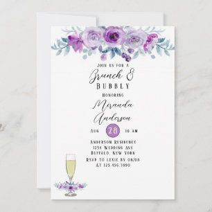 Invitation Peine violette Peony Eucalyptus Brunch & Bubbly