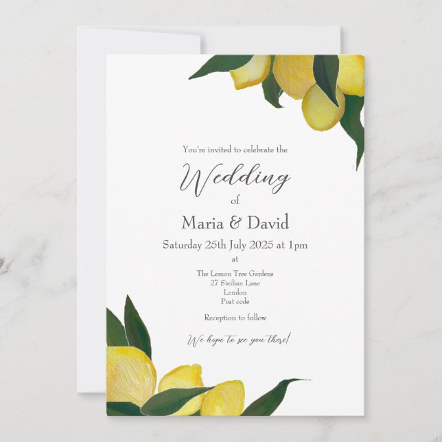 Invitation Peint à l'Huile de Citrons (Devant)